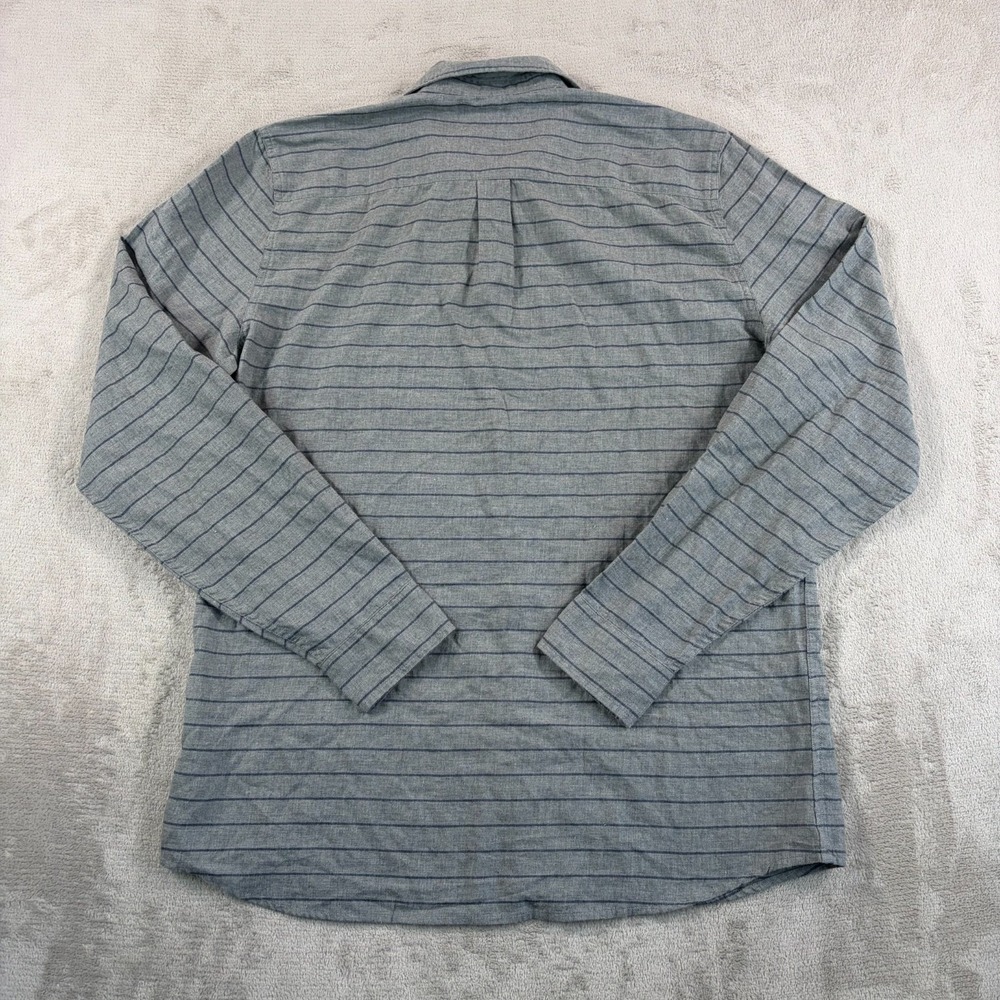 Marine Layer Lipton Shirt Men Larger Grey Blue Stripe Long Sleeve NWT $98 - Picture 5 of 10